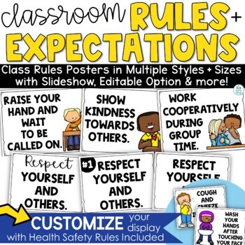 Preview of Class Rules Posters Classroom Expectations Bulletin Board
