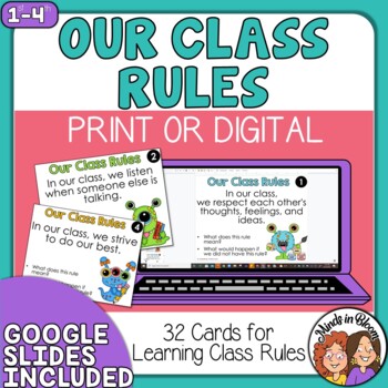 Preview of Class Rules Task Cards  Great for Back to School or Reviewing Expectations!