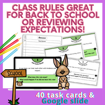 Preview of Class Rules Task Cards Great for Back to School or Reviewing Expectations!