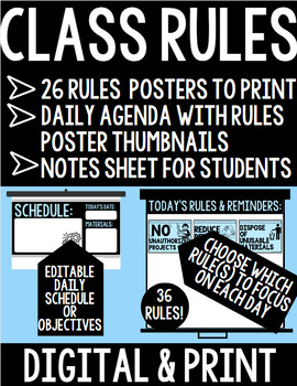 Preview of Class Rules and Responsibilities Signs (DIGITAL and PRINT) and Daily Schedule