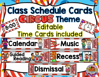 Preview of Class Schedule Cards-Circus Theme