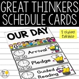 Class Schedule Cards - Editable!: Great Thinkers Classroom Decor