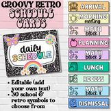 Class Schedule Cards- Retro Groovy Classroom Decor, Editable