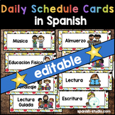 Editable Daily Schedule Cards in Spanish
