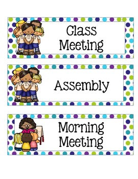 Class Schedule Cards with Lime Green, Teal, and Purple Peacock Theme