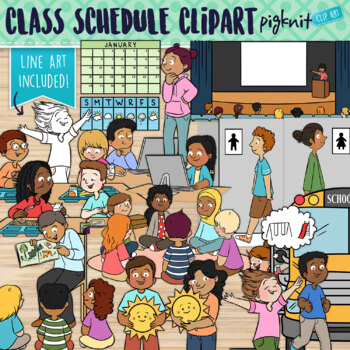 Preview of Class Schedule Clipart for a Routine Day with School Kids