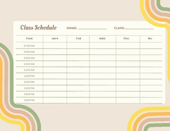 Preview of Class Schedule Printout
