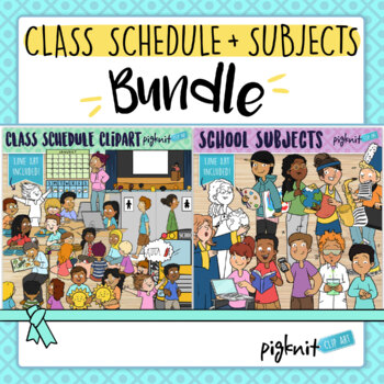 Preview of Class Schedule and School Subjects Clipart Bundle
