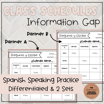 Preview of Class Schedules - La Escuela Info Gap - Spanish Partner Speaking Practice