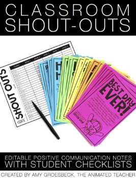 Preview of Class Shout-Outs: Editable Positive Parent Communication