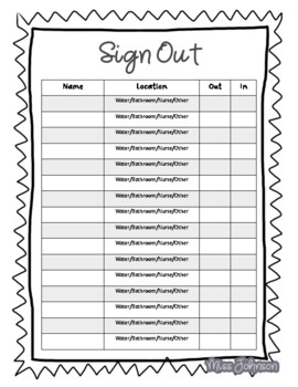 Preview of Class Sign Out Sheet [FREEBIE]