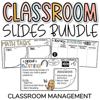 Preview of Class Slides Bundle | Classroom Management Slides Editable with Timers