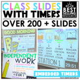 Daily Classroom Slides with Timers for Center Rotations & 