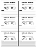 Class Smiley or Frowning Faces for Cafeteria Behavior