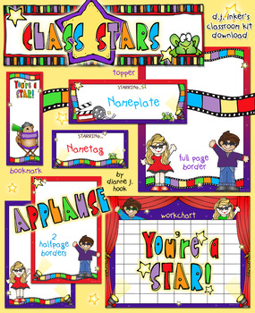 Preview of Class Stars Classroom Theme Kit - Borders, Printables and Clip Art