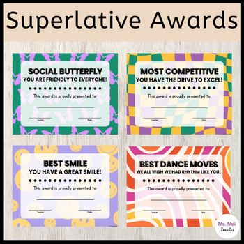 Preview of Class Superlative Awards - End of Year - Retro/Groovy Themed