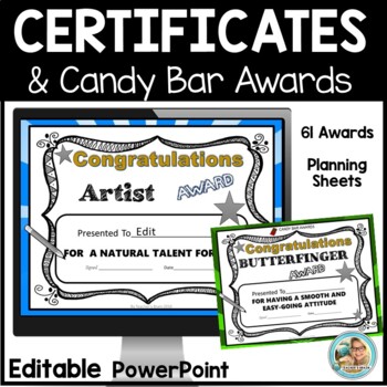 Preview of End of the Year Awards Certificates EDITABLE | Candy Awards | Superlatives