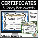 End of the Year Awards Certificates EDITABLE | Candy Award