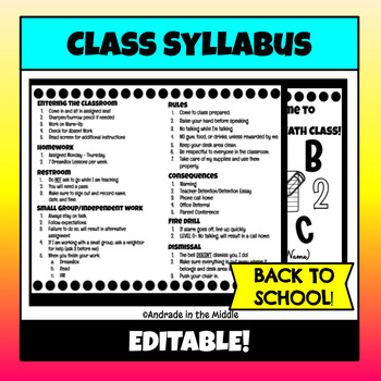 Preview of Class Syllabus Booklet