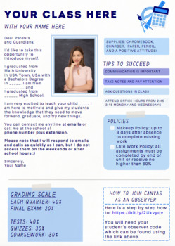 Class Syllabus Canva Template by More Math More Fun TPT