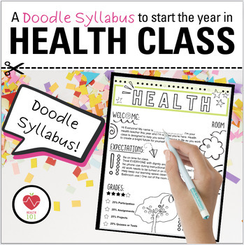 Preview of Health Class DOODLE Syllabus: EDITABLE outline for beginning the school year!