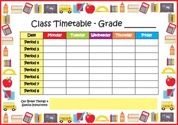 birthday charts class timetable charts