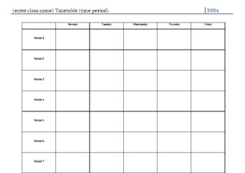 Class Timetable template by Timesaver Templates | TpT