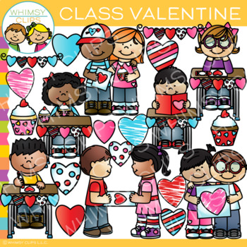 Preview of School Kids Class Valentine's Day Party Clip Art