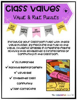 Class Value Puzzles by The Colorful Cart | TPT