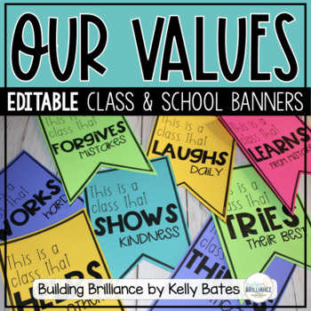 Preview of Class Values Banners - Community Character Building Display