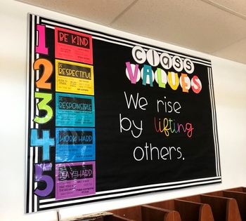 class values bulletin board by sunflowers and sharpies tpt