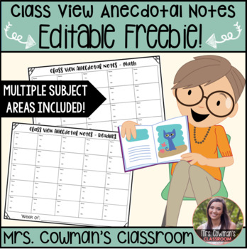 Preview of Class View Anecdotal Notes