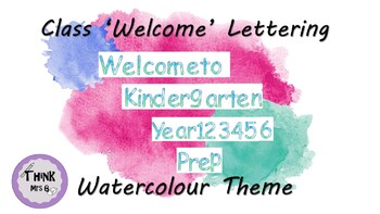 Preview of Class 'Welcome' Lettering - Watercolour Theme