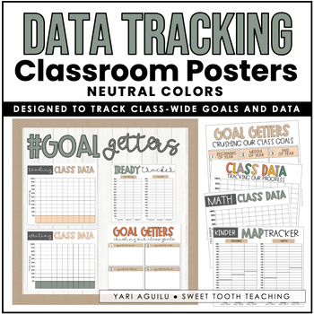 Preview of Class-Wide Data Posters for Data Wall - Neutral/Boho Data Posters | EDITABLE