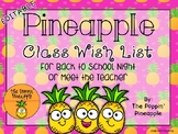 Class Wish List for Meet the Teacher in Tropical Pineapple