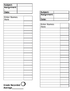 Preview of Class list grading sheet--EDITABLE WORD FILE