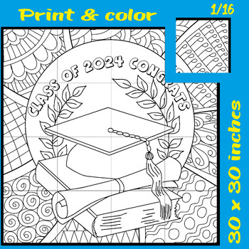 Preview of Class of 2024 Graduation Collaborative Coloring Poster, End of the Year Activity
