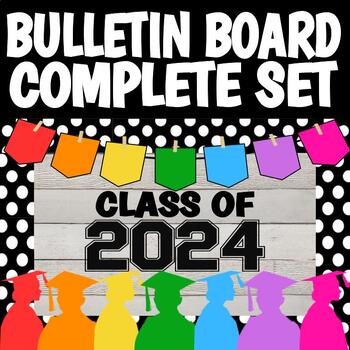 Preview of Class of 2024 Graduation Complete Bulletin Board Kit with Rainbow Graduates