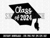Class of 2024 Written on Graduation Cap Clipart Digital Do