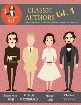 Preview of Classic Authors Vol. 1 clipart (Poe, Fitzgerald, Lee, Dickens)