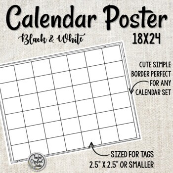 Preview of Classic Black and White Calendar Poster | 18x24 Calendar Poster