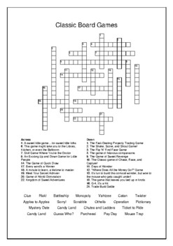 Classic Board Games Crossword Puzzle and Word Search Bell Ringer