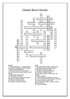 Classic Board Games Crossword Puzzle and Word Search Bell Ringer