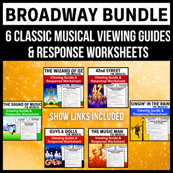 Preview of Classic Broadway Bundle → 6 Musical Theatre Viewing Guides & Response Worksheets