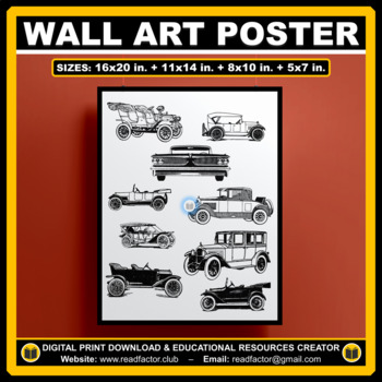 Preview of Classic Cars Wall Art Poster Decor in Multiple Sizes