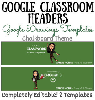 Preview of Classic Chalkboard Bitmoji - Google Classroom Header Templates