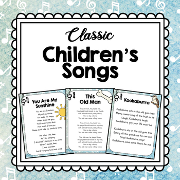 Classic kid songs lyrics booklet with audio
