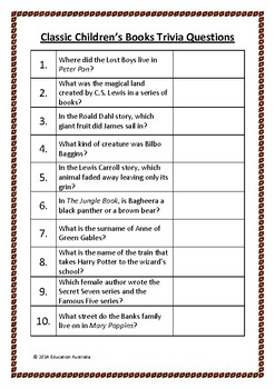 Trivia Questions Worksheets Teaching Resources Tpt