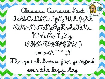 Preview of Classic Cursive Font {True Type Font for personal and commercial use}