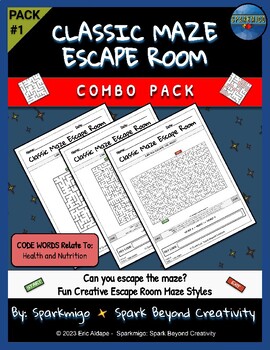 Preview of Classic Maze Escape Room Logic Puzzle Game Activity Challenge Pack # 1 No Prep